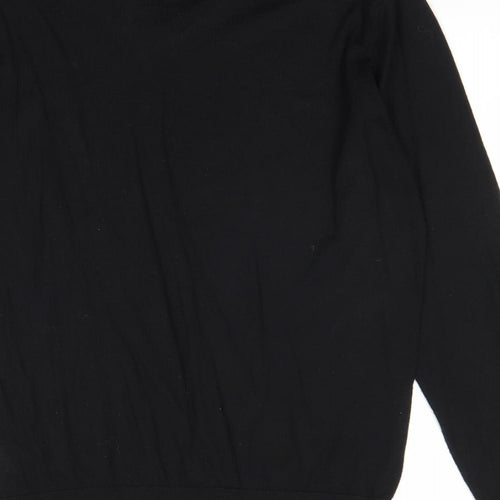 Preworn Mens Black V-Neck Cotton Pullover Jumper Size M Long Sleeve
