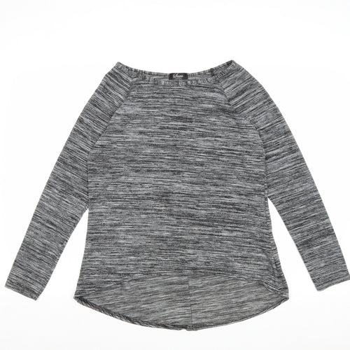 Sara Fashion Womens Grey Boat Neck Polyester Pullover Jumper Size S - Bow Detail