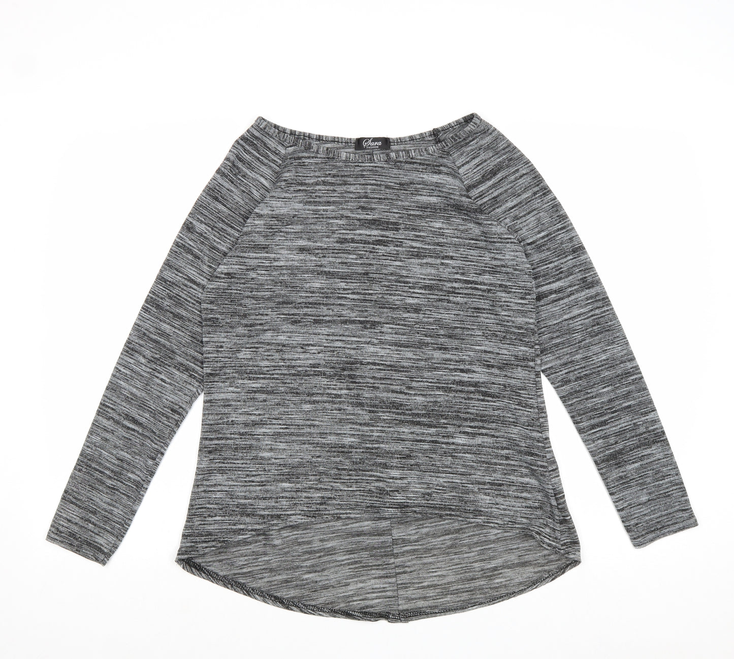 Sara Fashion Womens Grey Boat Neck Polyester Pullover Jumper Size S - Bow Detail