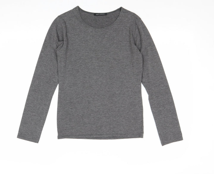 QED London Womens Grey Viscose Basic Blouse Size S Round Neck