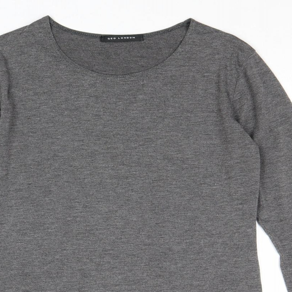 QED London Womens Grey Viscose Basic Blouse Size S Round Neck