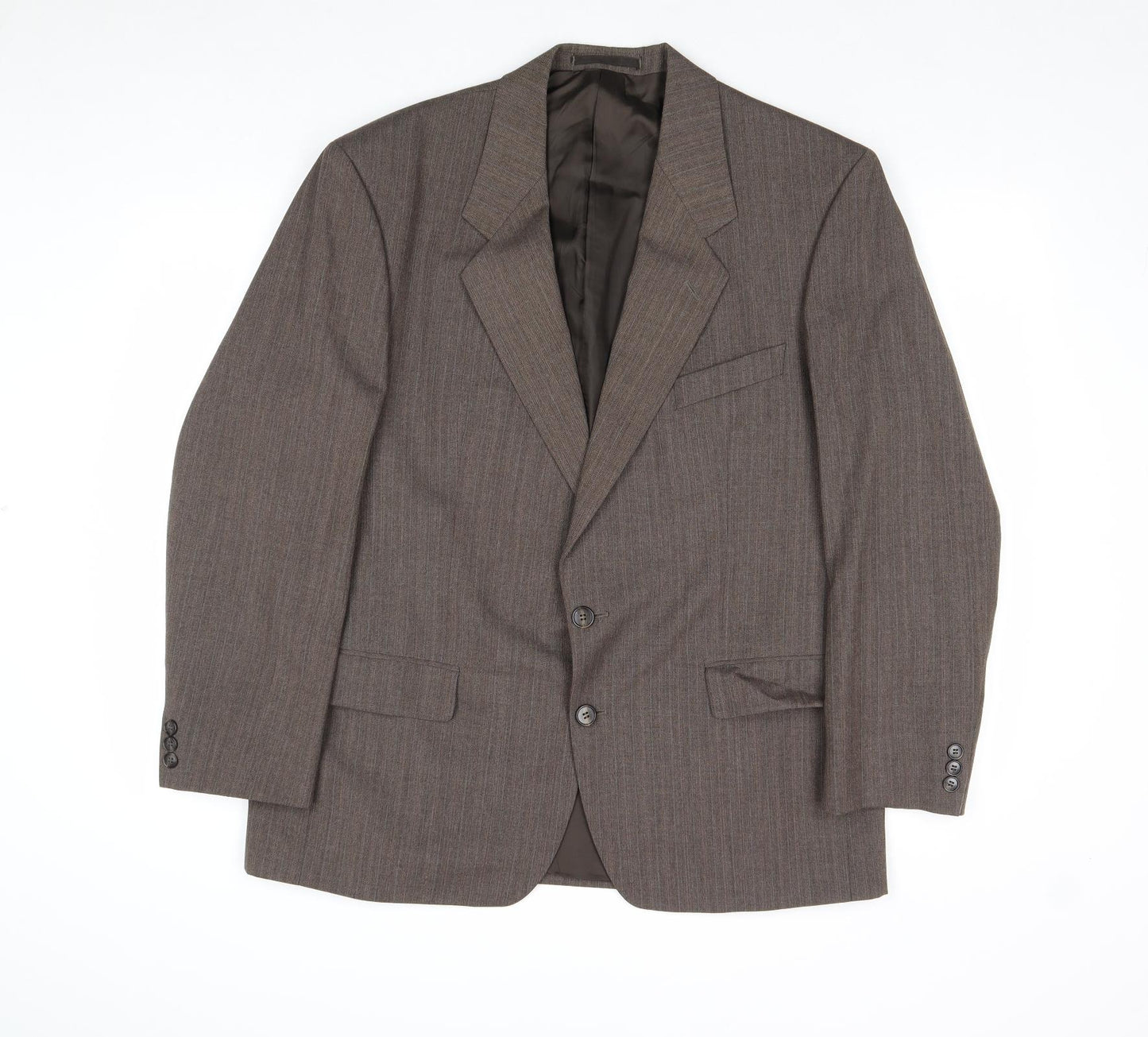 Marks and Spencer Mens Brown Striped Polyester Jacket Suit Jacket Size 42 Regular