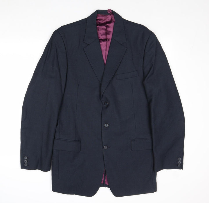 Barney Goodman Mens Blue Wool Jacket Suit Jacket Size 40 Regular