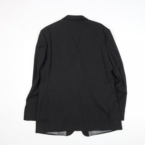 Karl Jackson Mens Black Striped Polyester Jacket Suit Jacket Size 44 Regular