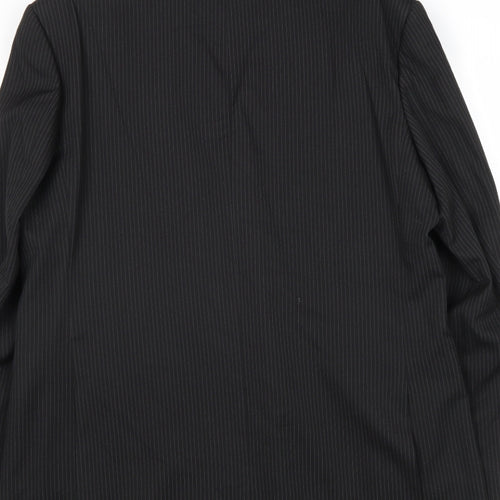Karl Jackson Mens Black Striped Polyester Jacket Suit Jacket Size 44 Regular