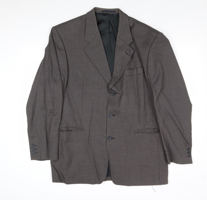 Principles Mens Brown Geometric Wool Jacket Blazer Size 42 Regular