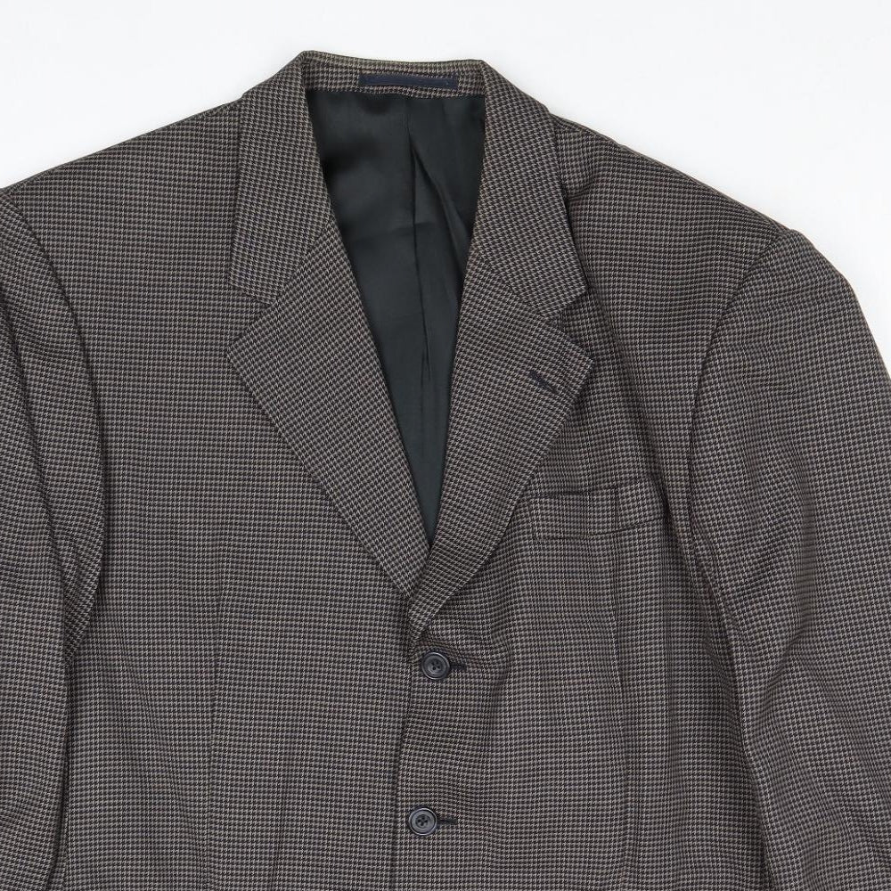 Principles Mens Brown Geometric Wool Jacket Blazer Size 42 Regular