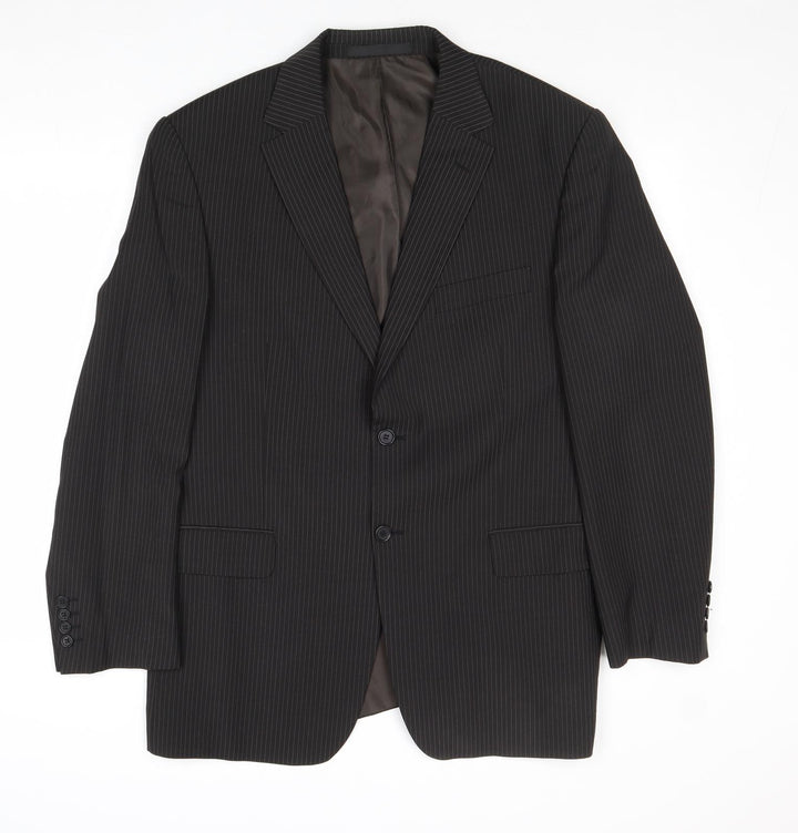 marks and Mens Brown Striped Wool Jacket Suit Jacket Size 42 Regular