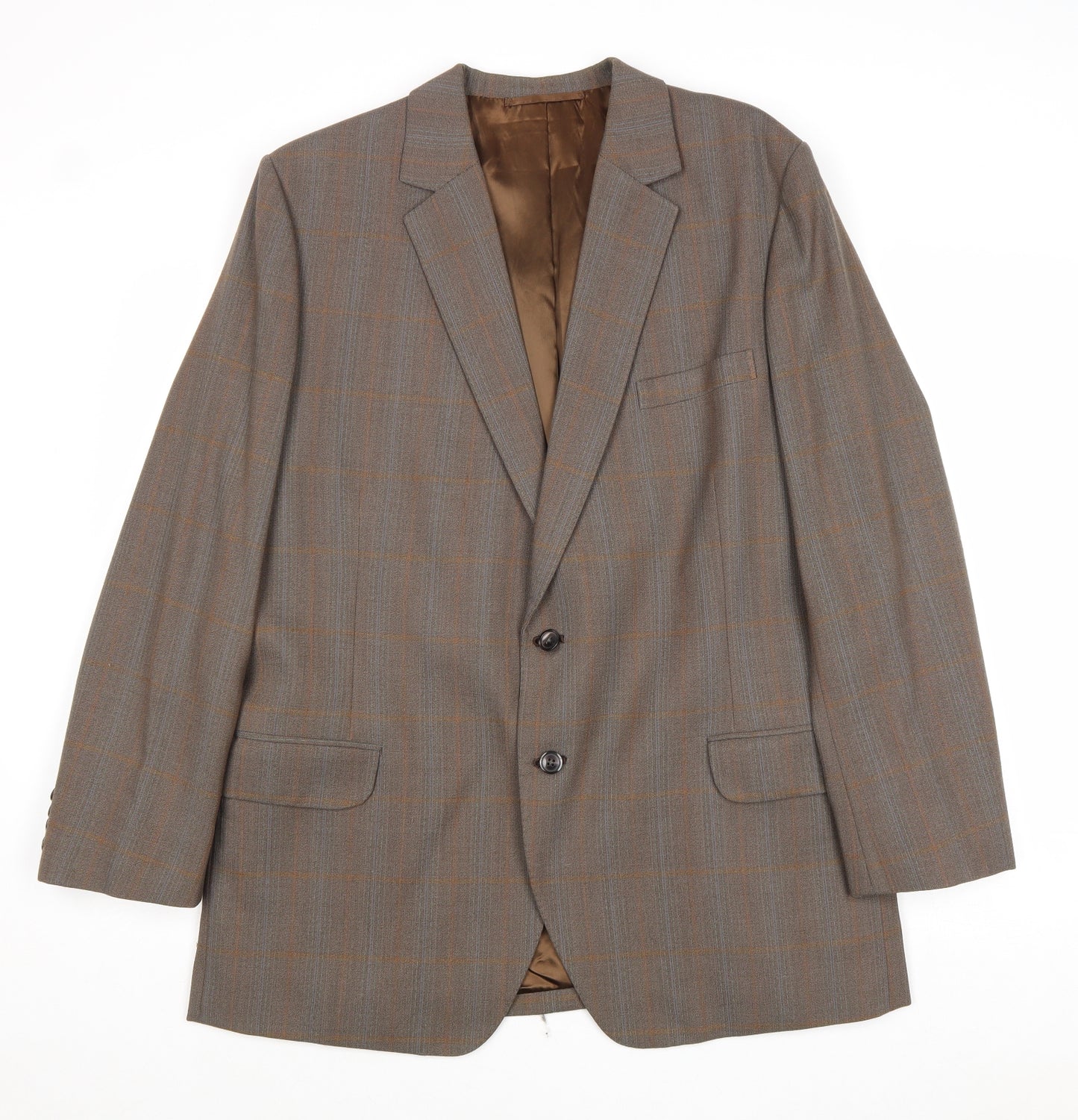 Sidney Charles Mens Brown Check Wool Jacket Blazer Size 44 Regular