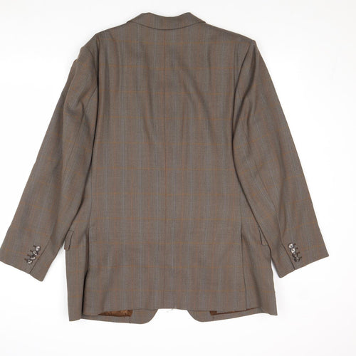 Sidney Charles Mens Brown Check Wool Jacket Blazer Size 44 Regular
