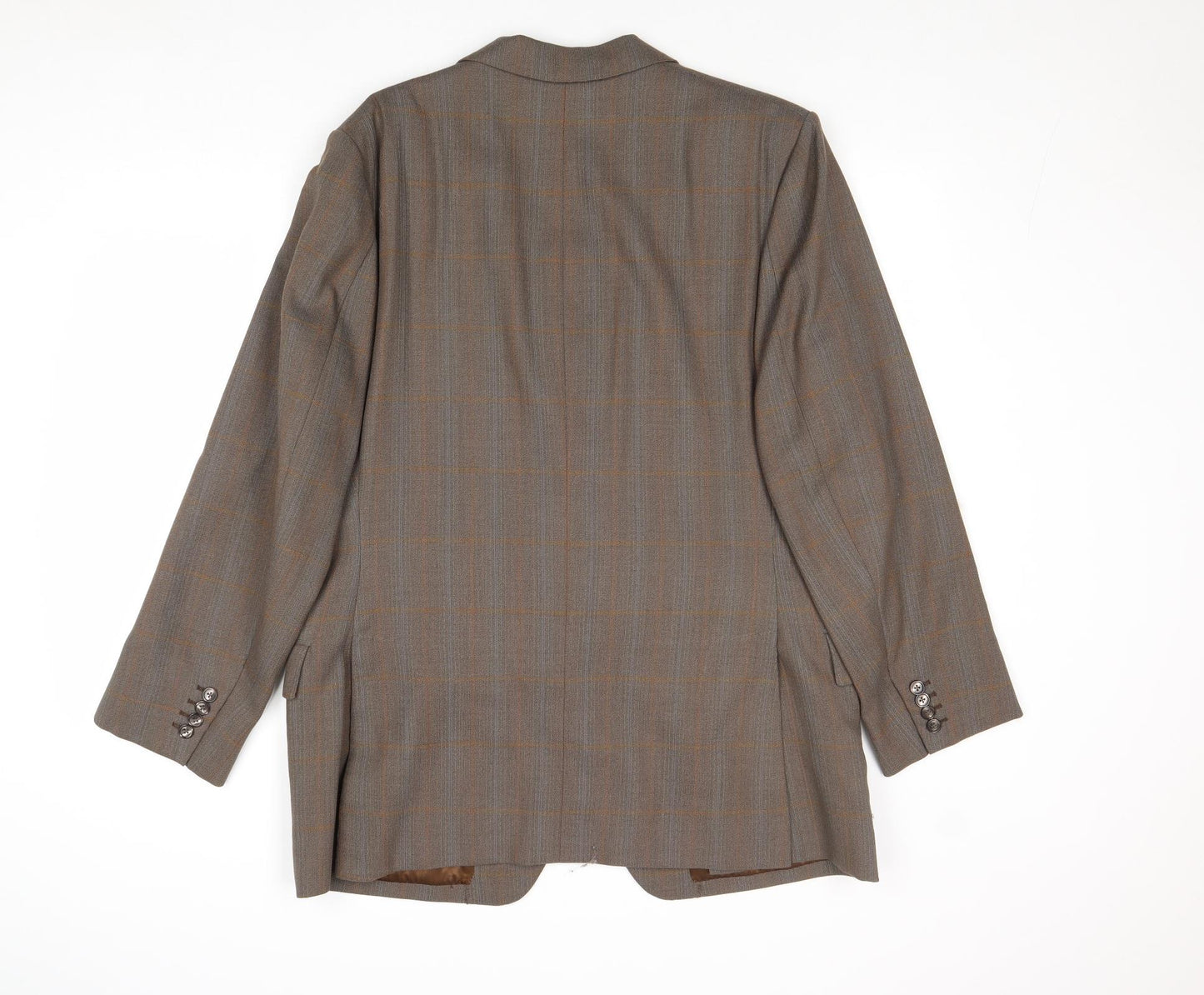 Sidney Charles Mens Brown Check Wool Jacket Blazer Size 44 Regular