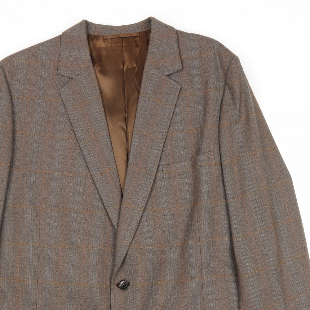 Sidney Charles Mens Brown Check Wool Jacket Blazer Size 44 Regular