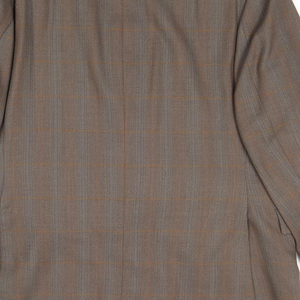 Sidney Charles Mens Brown Check Wool Jacket Blazer Size 44 Regular