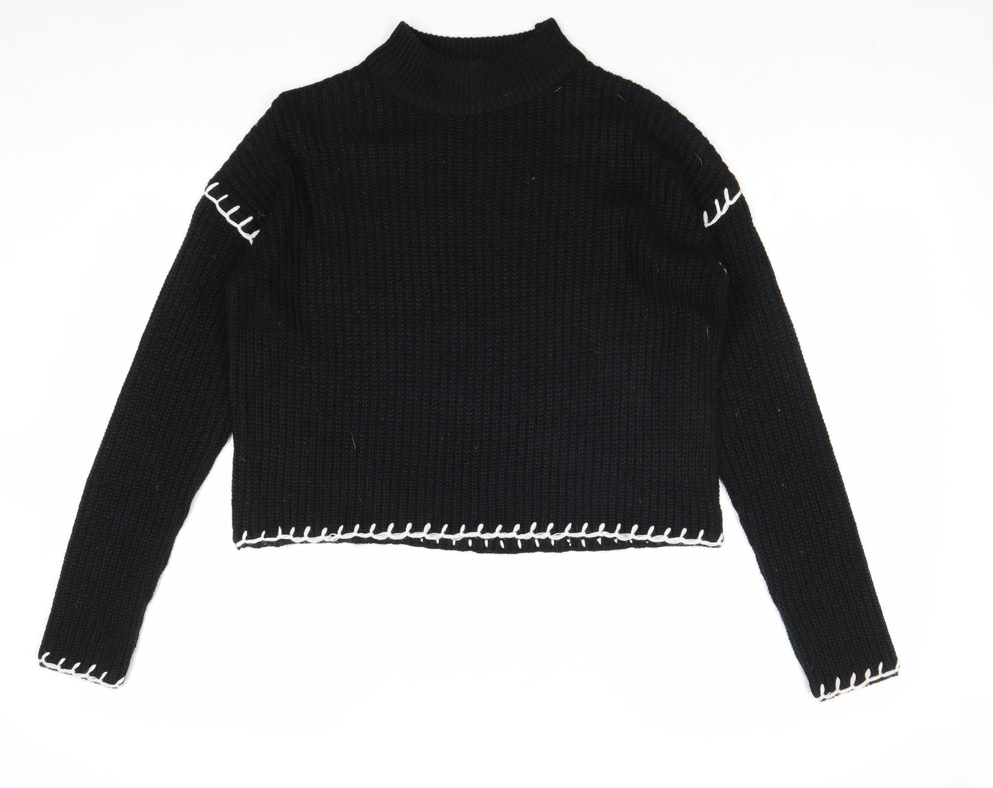 Select Womens Black High Neck Acrylic Pullover Jumper Size 14