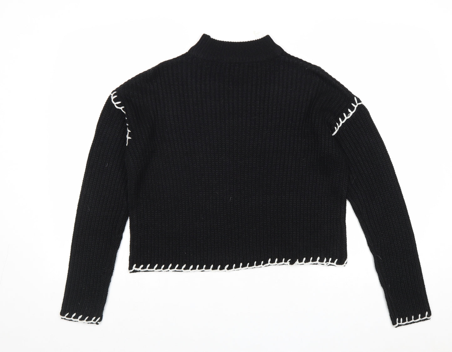 Select Womens Black High Neck Acrylic Pullover Jumper Size 14