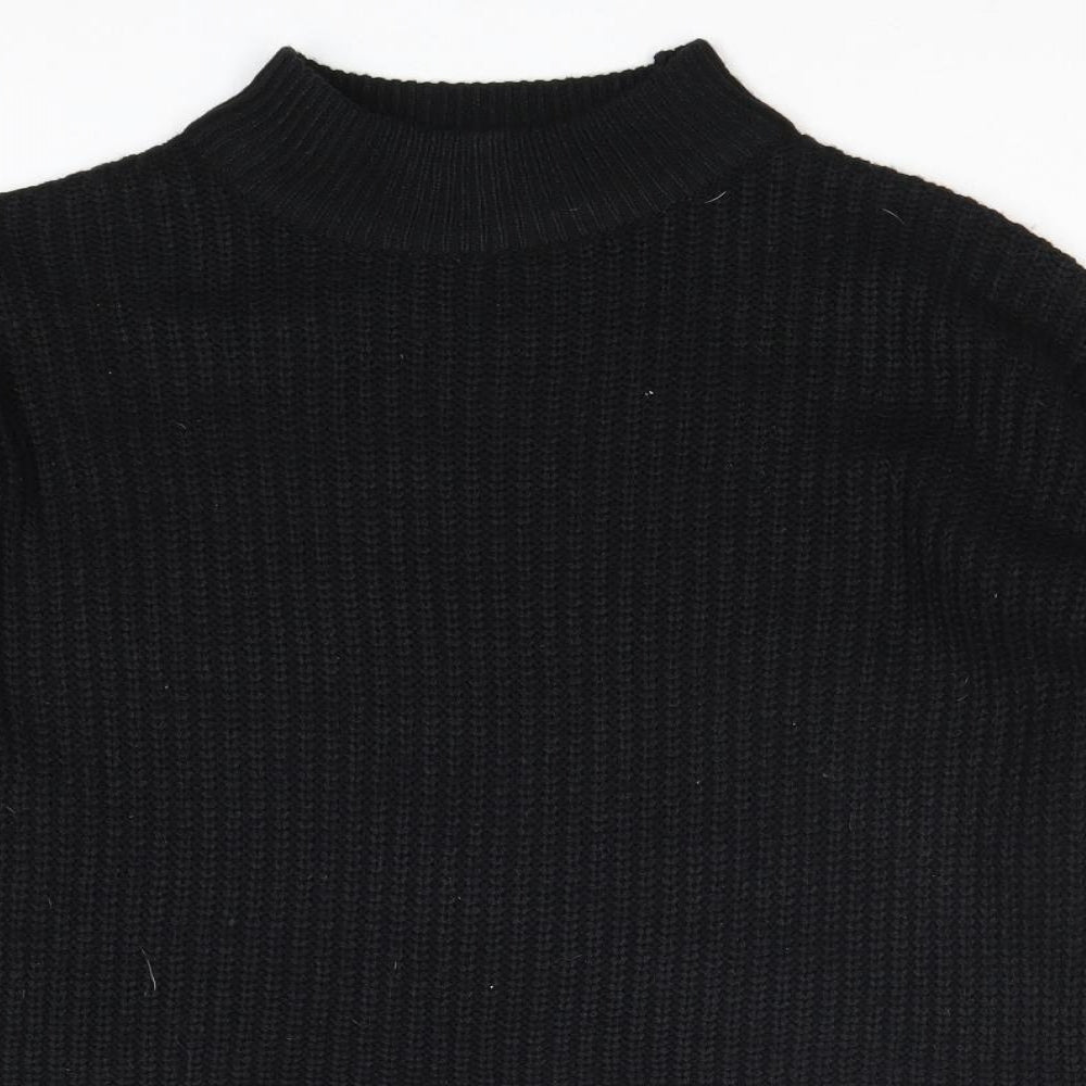Select Womens Black High Neck Acrylic Pullover Jumper Size 14
