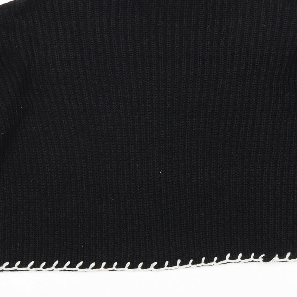 Select Womens Black High Neck Acrylic Pullover Jumper Size 14