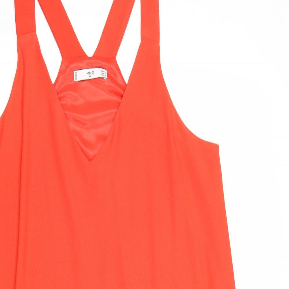 Mango Womens Red Polyester Tank Dress Size M V-Neck Pullover