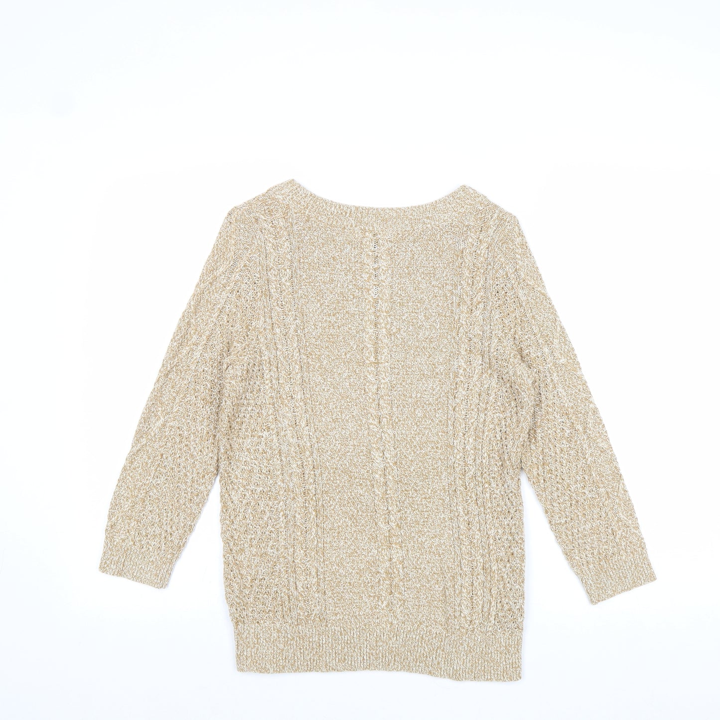 Lands' End Womens Brown Boat Neck Cotton Pullover Jumper Size S