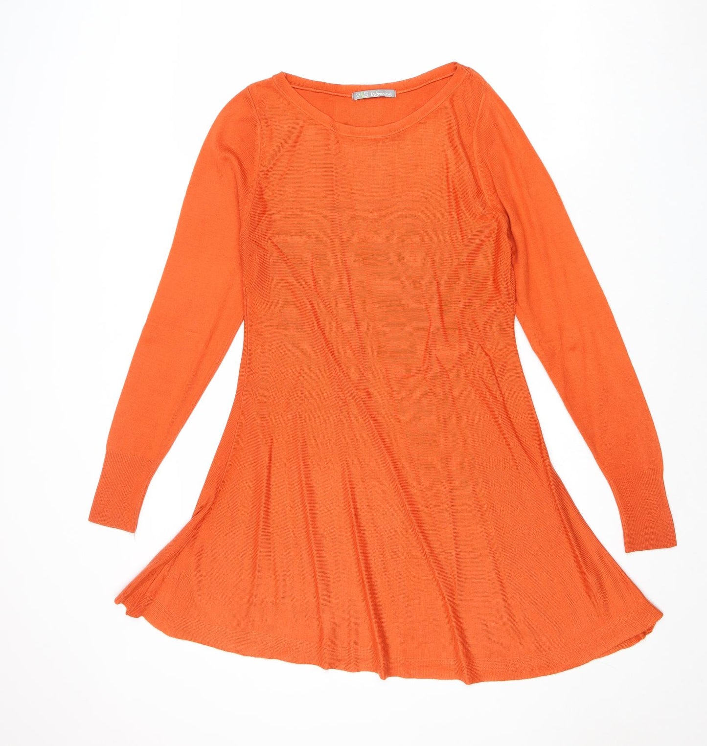 Marks and Spencer Womens Orange Acrylic Trapeze & Swing Size 10 Round Neck Pullover