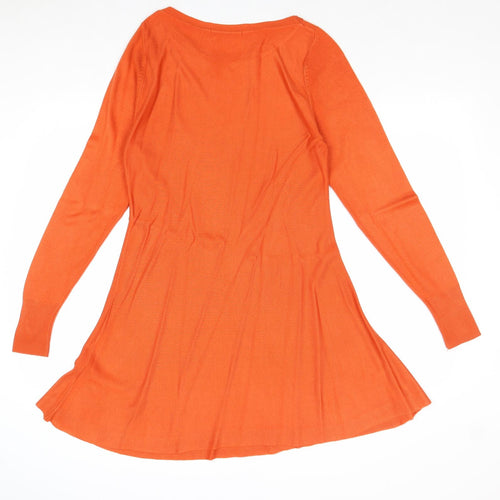 Marks and Spencer Womens Orange Acrylic Trapeze & Swing Size 10 Round Neck Pullover