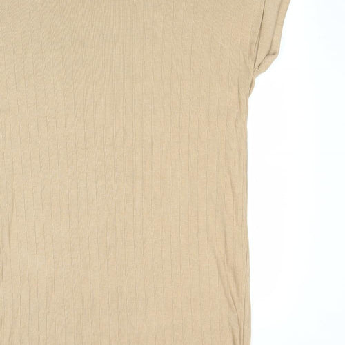 Zara Womens Brown Cotton T-Shirt Dress Size S Round Neck Pullover