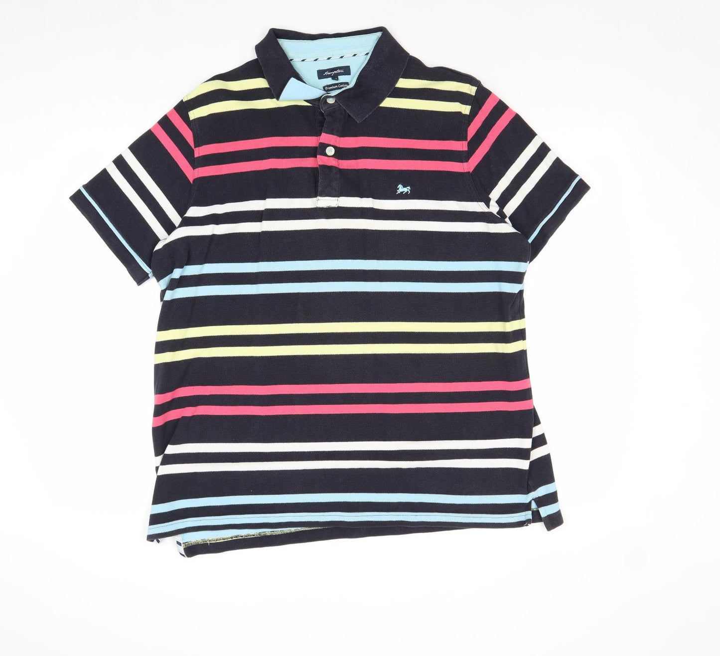 Matalan Mens Multicoloured Striped 100% Cotton Polo Size 2XL Collared Button