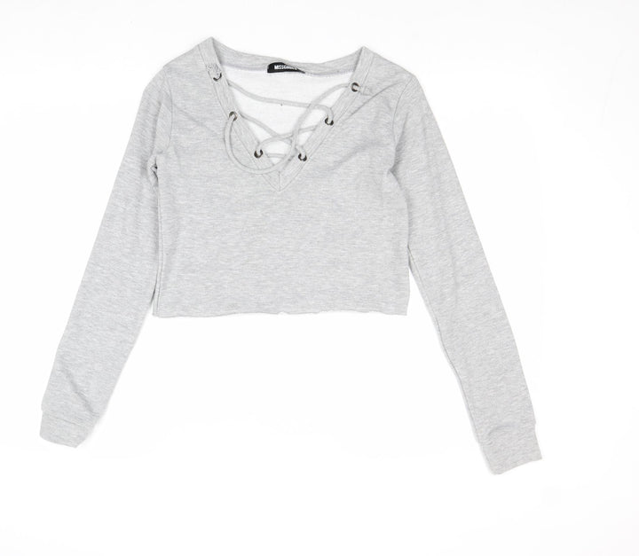 Missguided Womens Grey Polyester Pullover Sweatshirt Size 4 Pullover