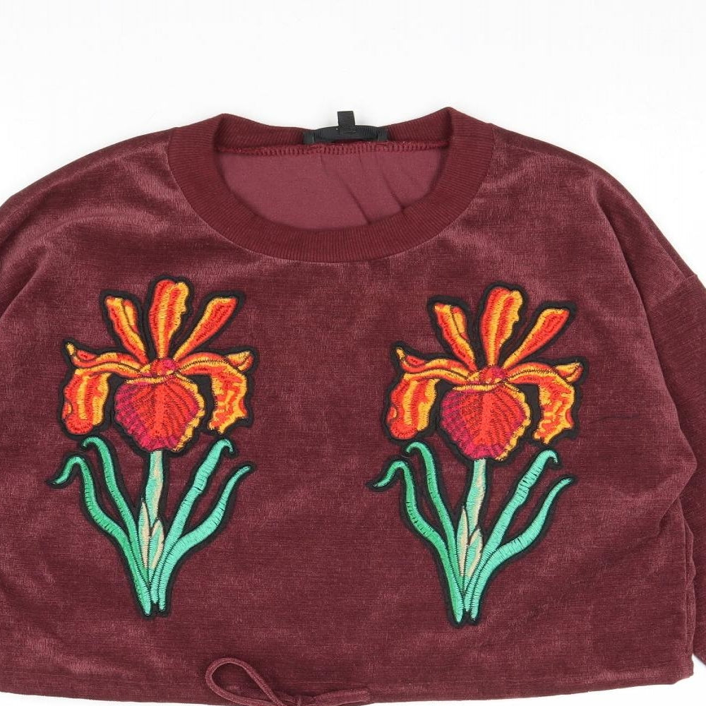 Love & Other Things Womens Red Polyester Pullover Sweatshirt Size XS Pullover