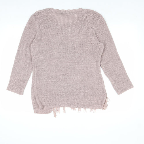 Sara Womens Pink Round Neck Nylon Pullover Jumper Size M