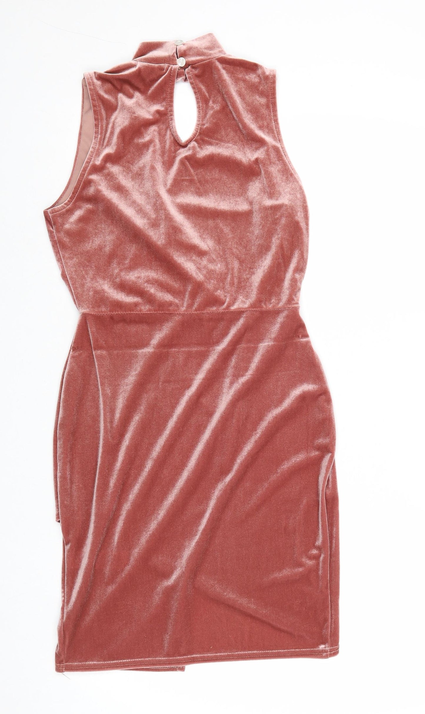 Boohoo Womens Pink Polyester Bodycon Size 12 Halter Button