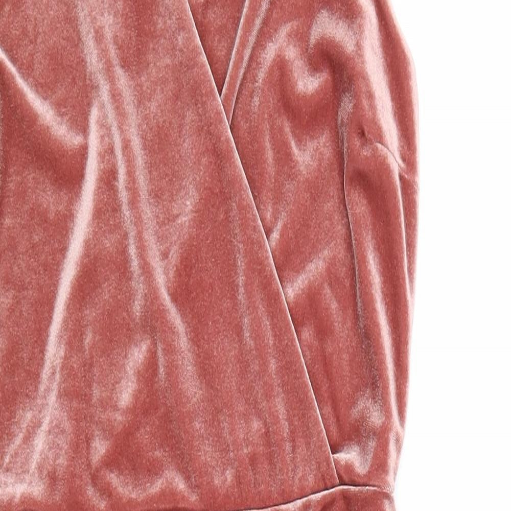 Boohoo Womens Pink Polyester Bodycon Size 12 Halter Button