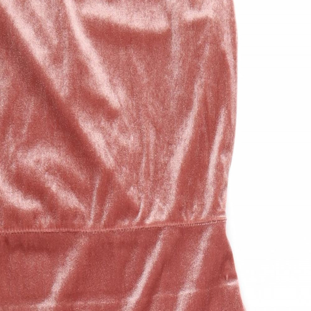 Boohoo Womens Pink Polyester Bodycon Size 12 Halter Button