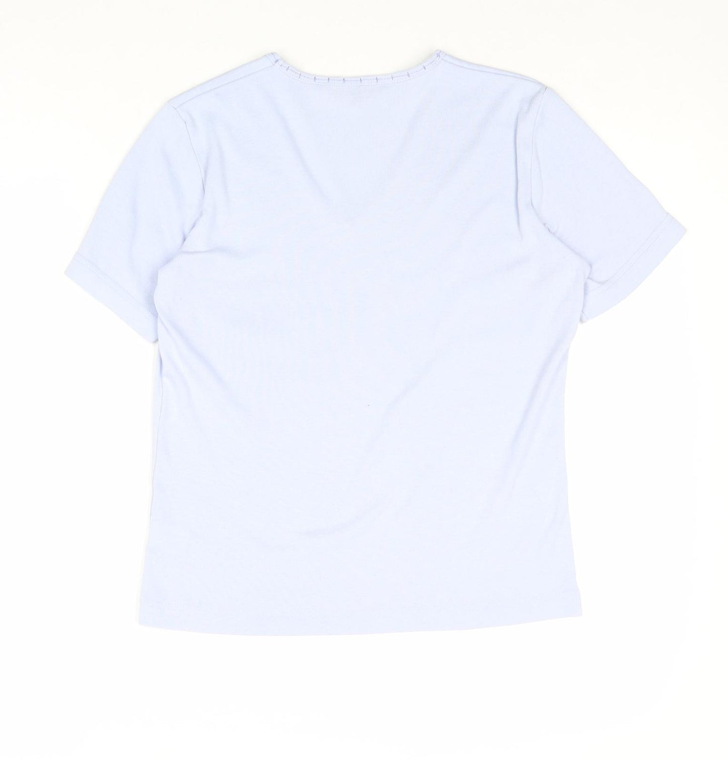 Viz-A-Viz Womens Blue Polyester Basic T-Shirt Size 10 V-Neck