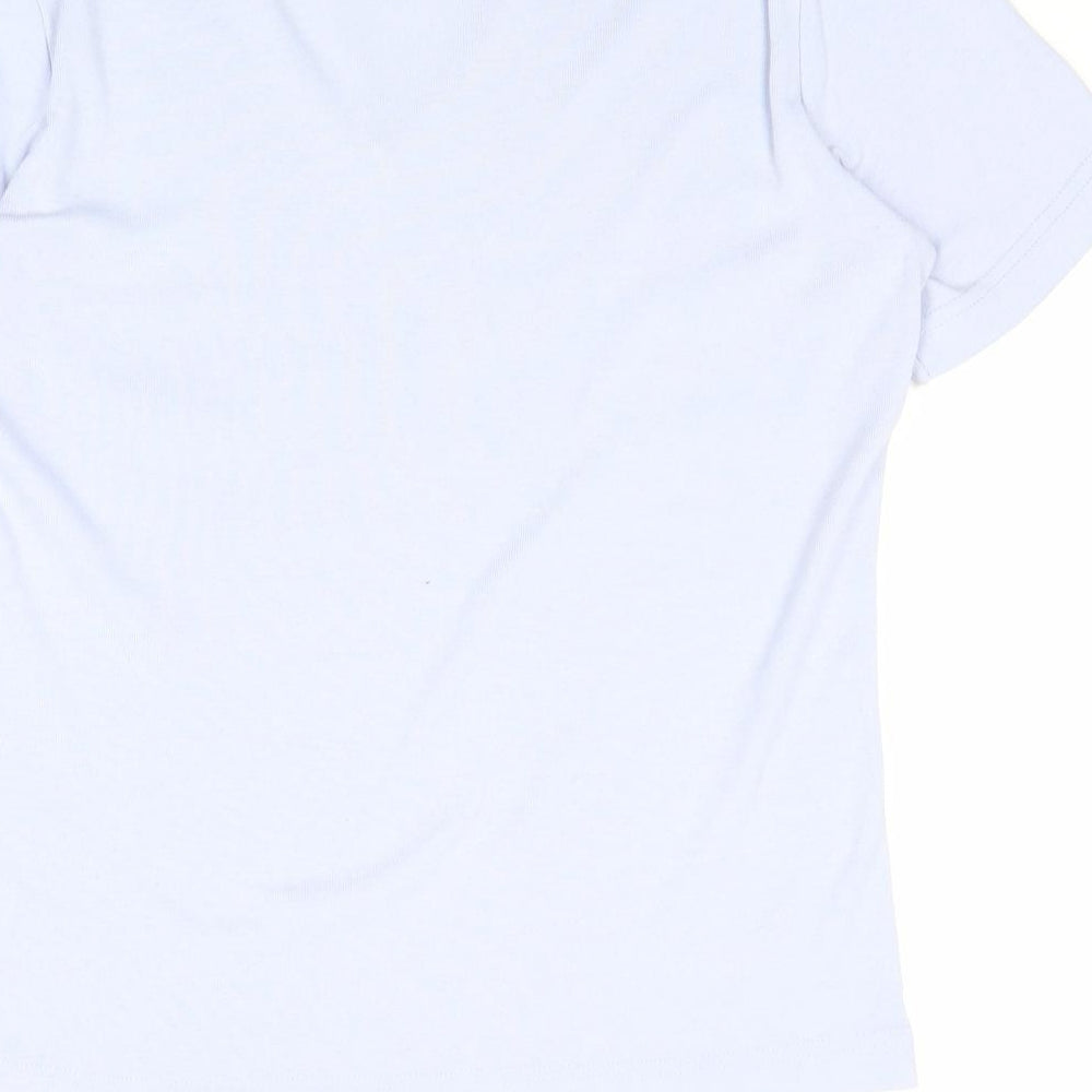Viz-A-Viz Womens Blue Polyester Basic T-Shirt Size 10 V-Neck