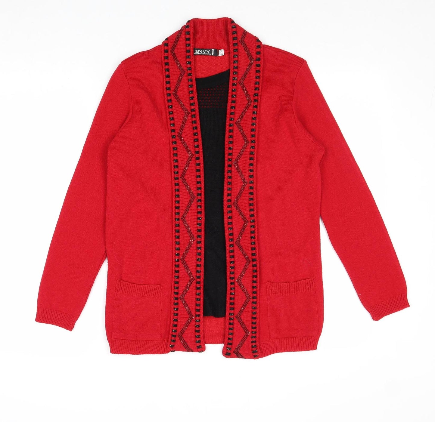 Envy Womens Red Round Neck Acrylic Cardigan Jumper Size S - Twin Set