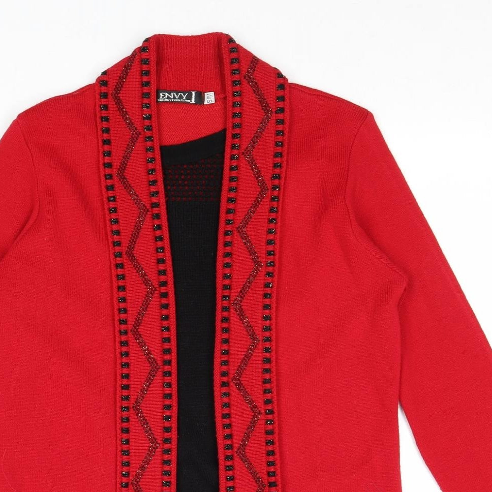 Envy Womens Red Round Neck Acrylic Cardigan Jumper Size S - Twin Set