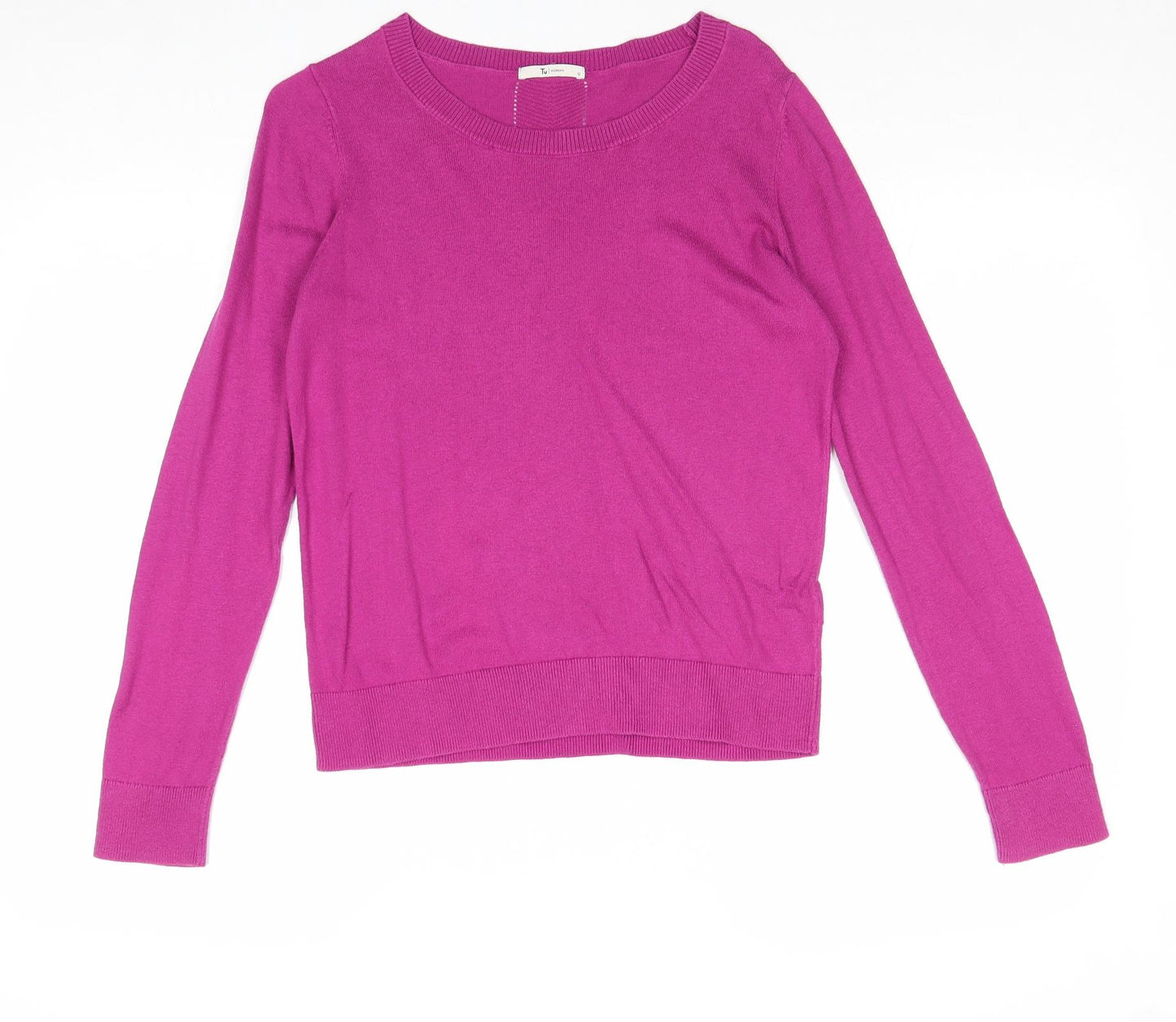 TU Womens Pink Boat Neck Cotton Pullover Jumper Size 12