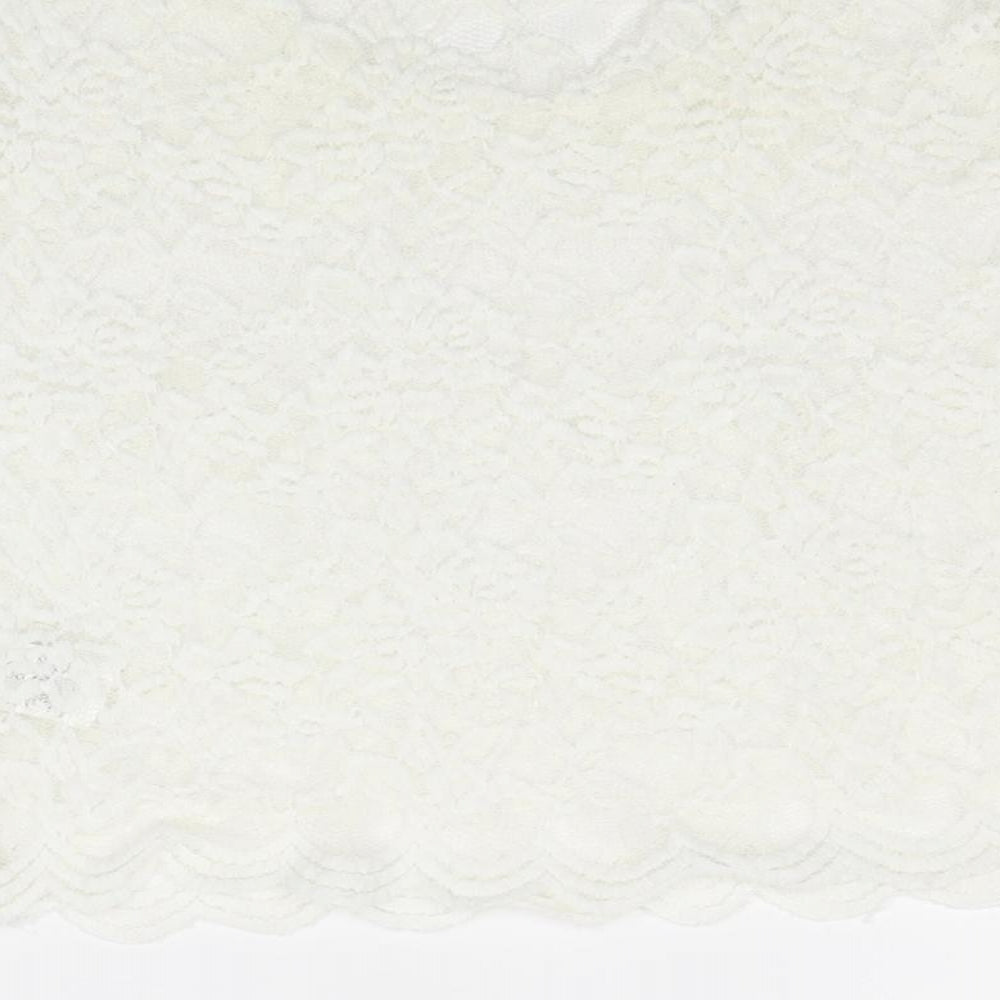 Boohoo Womens Ivory Polyester Basic T-Shirt Size 12 Round Neck