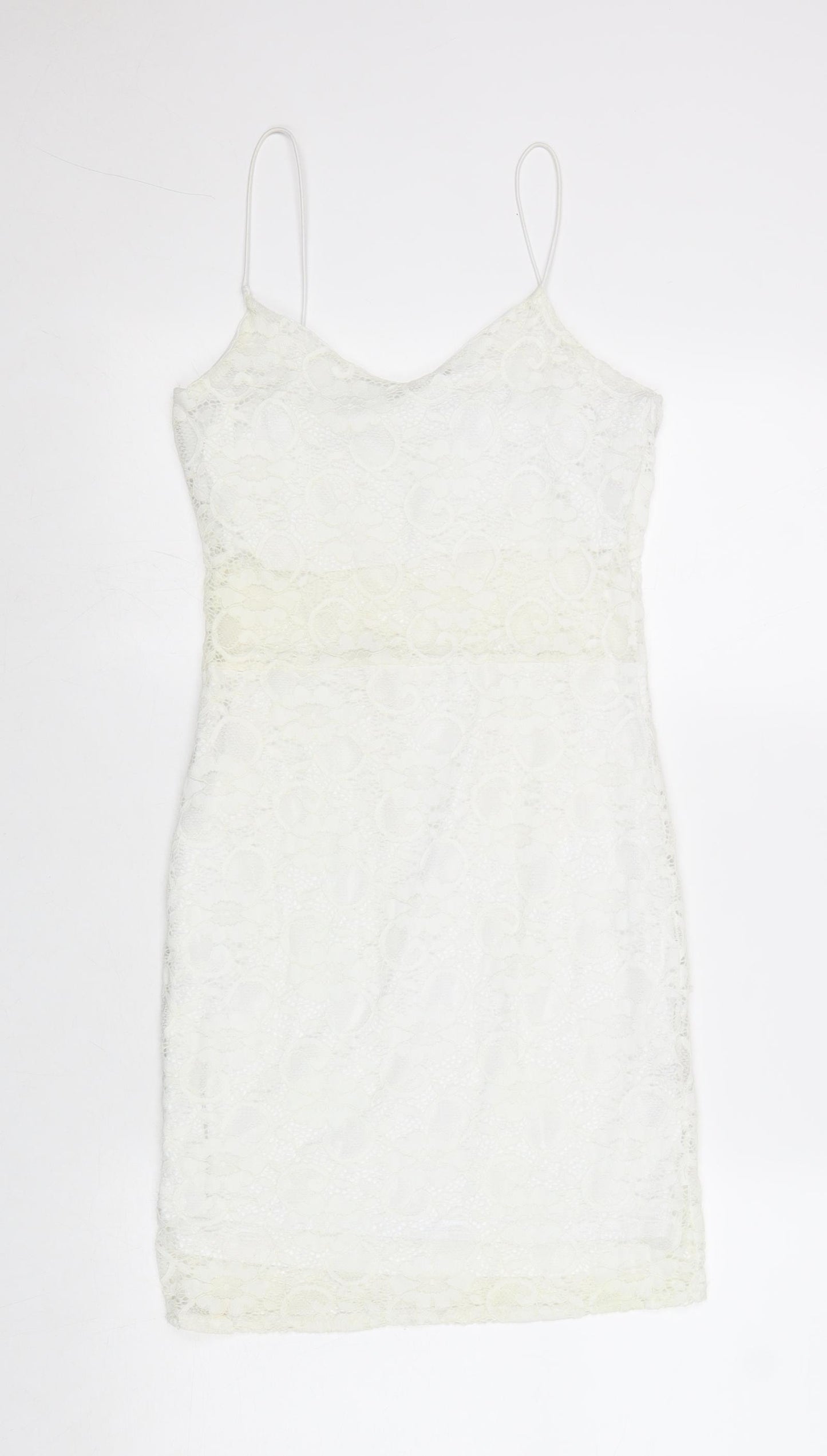 Boohoo Womens Ivory Nylon Bodycon Size 12 V-Neck Pullover