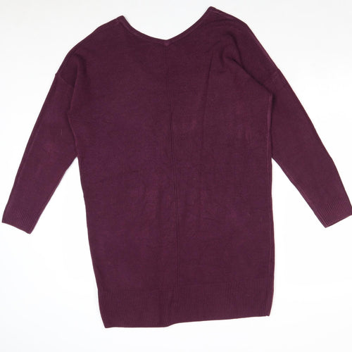 F&F Womens Purple V-Neck Acrylic Pullover Jumper Size 14