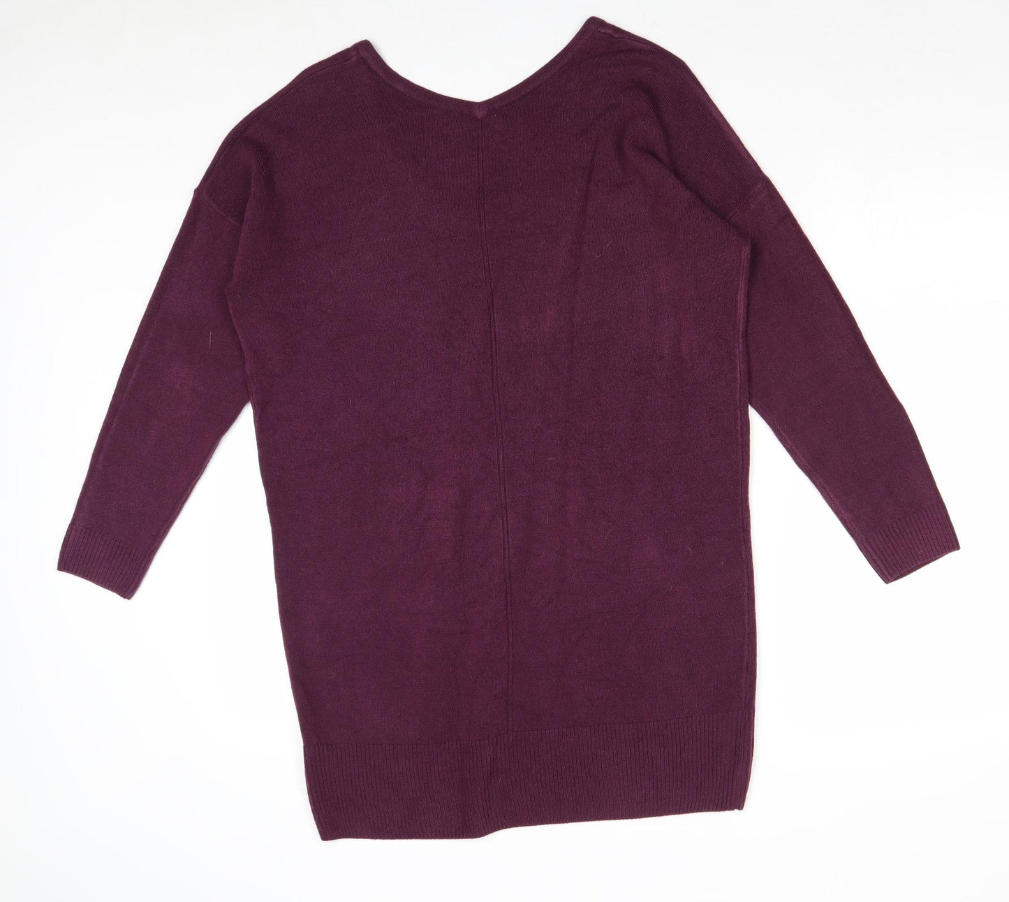 F&F Womens Purple V-Neck Acrylic Pullover Jumper Size 14