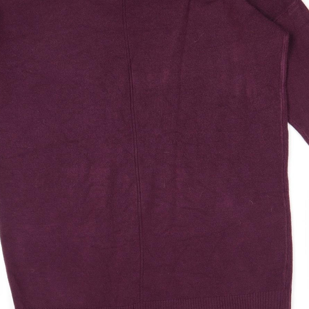F&F Womens Purple V-Neck Acrylic Pullover Jumper Size 14