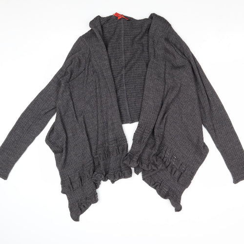 Lo Ri Womens Grey V-Neck Wool Cardigan Jumper Size L