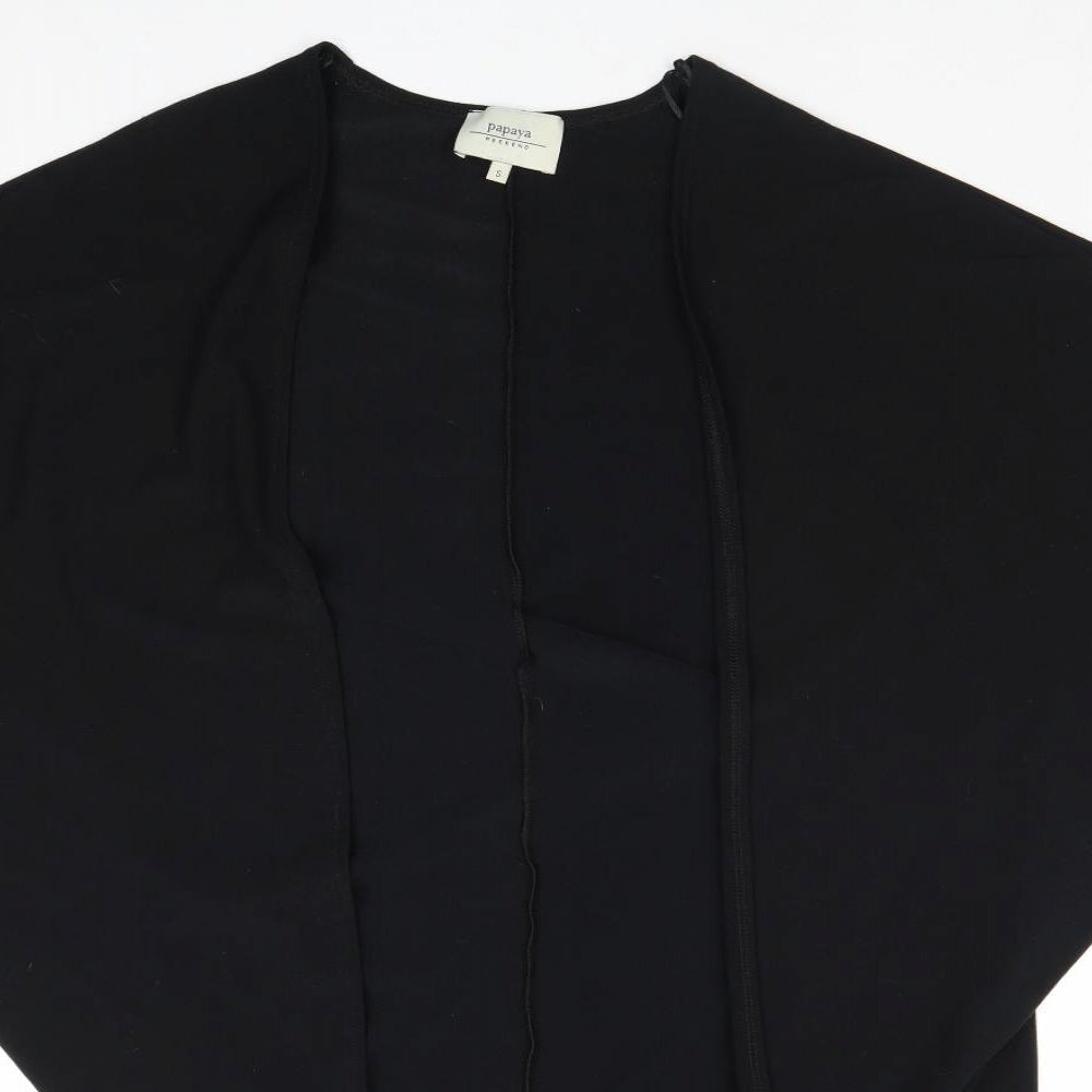 Papaya Womens Black V-Neck Polyester Cardigan Jumper Size S