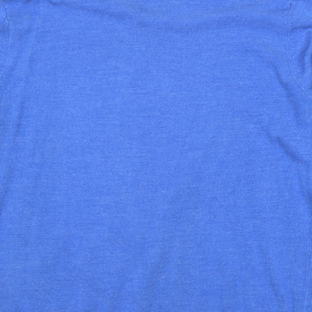 Thomas Nash Mens Blue V-Neck Acrylic Pullover Jumper Size S Long Sleeve