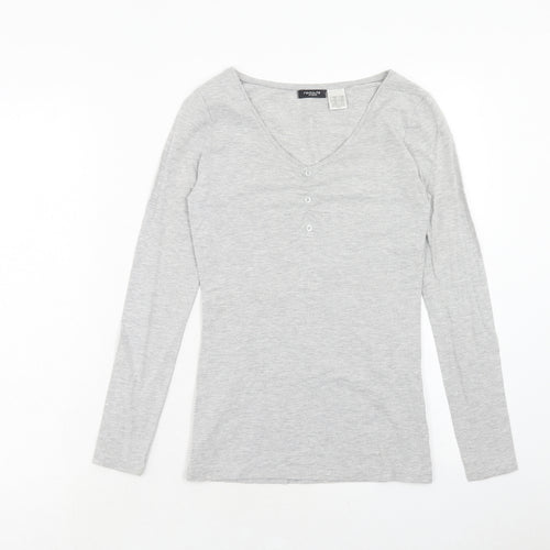 La Redoute Womens Grey Cotton Basic T-Shirt Size 4 V-Neck - Size 4-6
