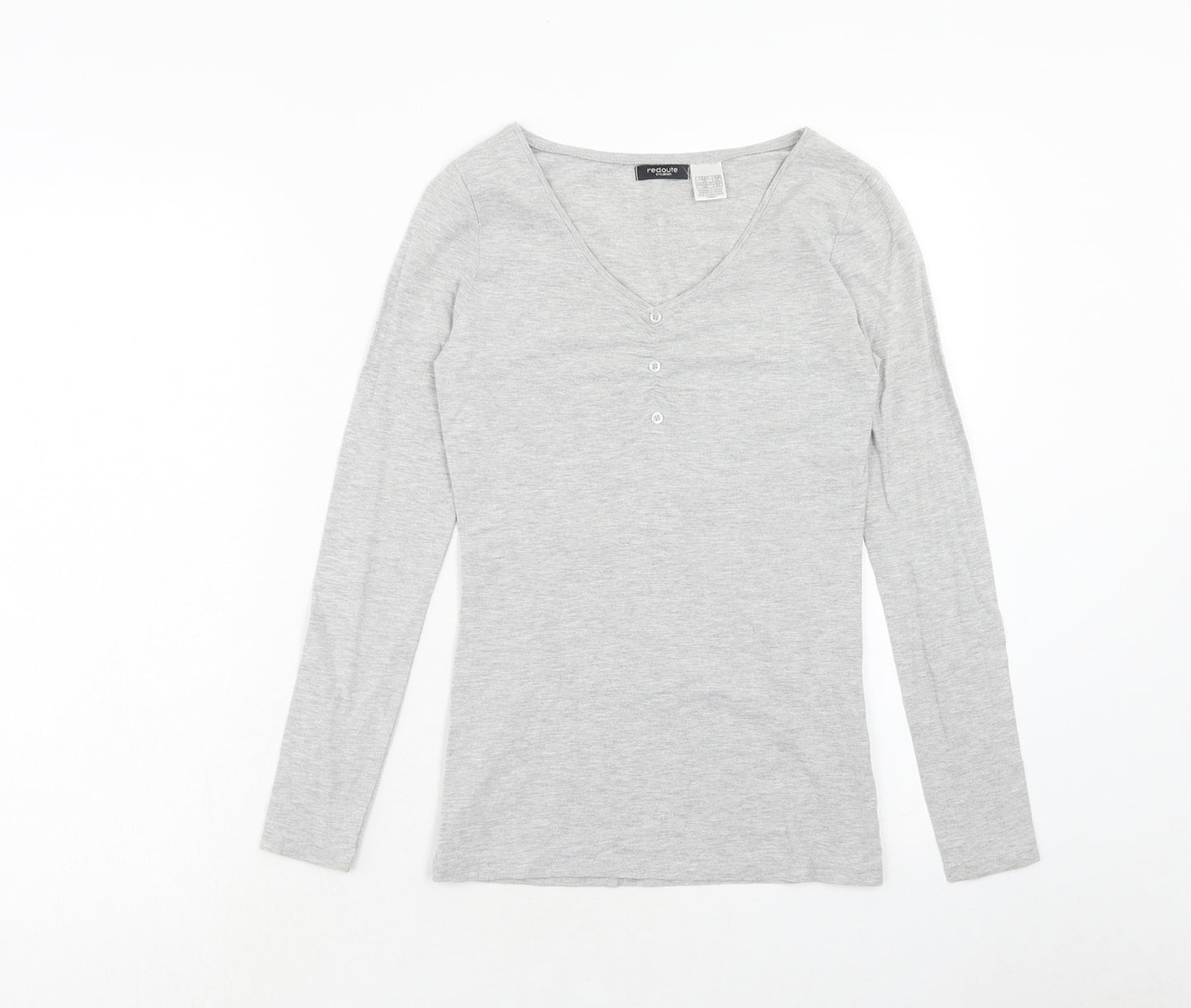 La Redoute Womens Grey Cotton Basic T-Shirt Size 4 V-Neck - Size 4-6