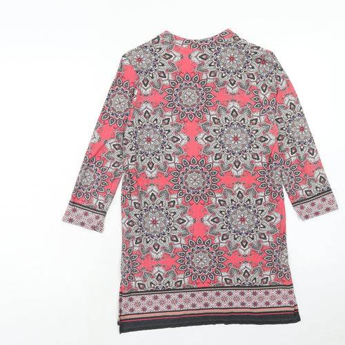 Wallis Womens Pink Geometric Viscose Basic Blouse Size S V-Neck