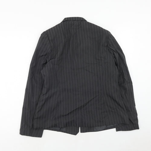 George Womens Grey Striped Polyester Jacket Blazer Size 16